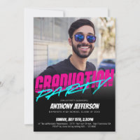 Retro 80s Typography Neon Fun Graduation Custom
