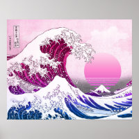 Retro 80s Vaporwave Great Wave
