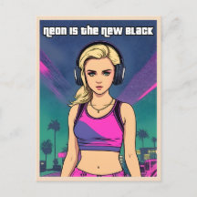 Retro 80s Vaporwave Lo-Fi Neon Nostalgia Girl