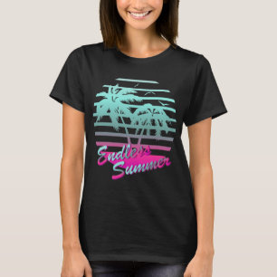 Retro 80s Vaporwave Tropical Endless Summer Blue T-Shirt