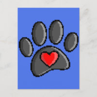 Retro 80s Video Game 8 Bit Pixel Art Dog Paw Print