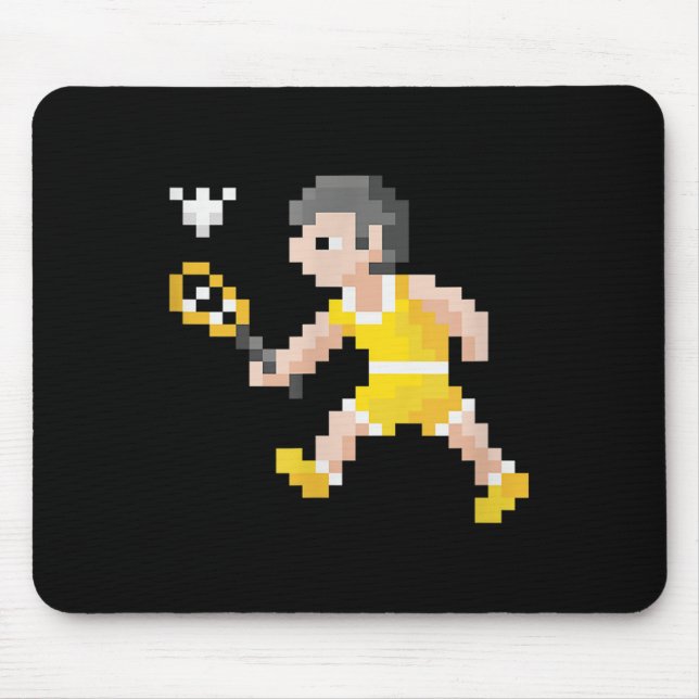 Retro 80s Video Game Pixel Art Badminton Player  Mouse Mat (Front)