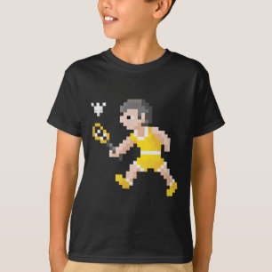 Retro 80s Video Game Pixel Art Badminton Player  T-Shirt