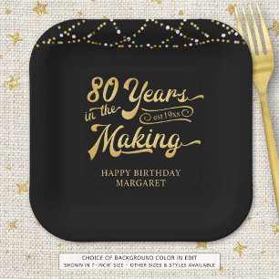 Retro 80th Birthday 80 Years in the Making Lights Paper Plate