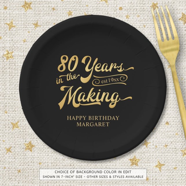 Retro 80th Birthday 80 Years in the Making Lights Paper Plate (Creator Uploaded)