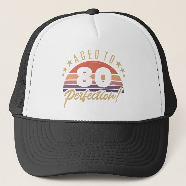 Retro 80th Birthday Humor Trucker Hat (Front)