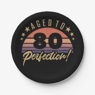 Retro 80th Birthday Humour Paper Plate