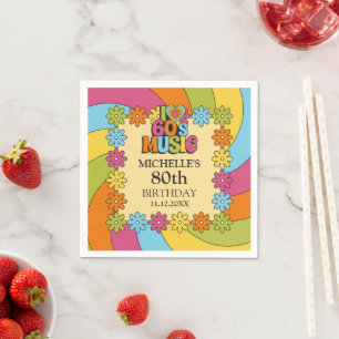 Retro 80th Birthday Party I Love 60s Music Theme Napkin