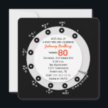 Retro 80th Birthday Party Invitation Rotary Dial<br><div class="desc">Know someone who is turning 80 who would appreciate a little retro style? This 80th birthday party invite features the telephone face of a rotary dial telephone. All the party invite details are inside the white portion of the phone. There is even a little attempt at humour at the top...</div>