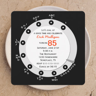 Retro 85th Birthday Party Invitation Rotary Dial