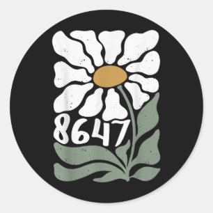 Retro 8647 Flower Floral Classic Round Sticker