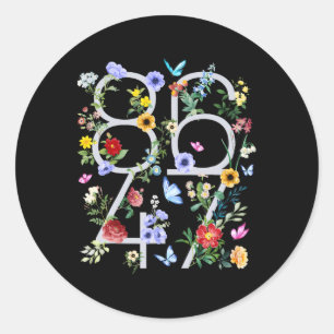 Retro 8647 Subtle Trump 86 47 Floral Boho Style  Classic Round Sticker