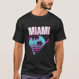 Retro 89'S Style Sunset And Palm Trees Miami T-Shirt