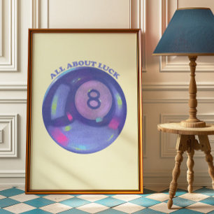 Retro 8 Ball Print Lucky Magic Ball Wall Poster