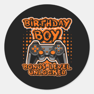 Retro 8 Bit Gaming Orange Video Game Controller Bi Classic Round Sticker