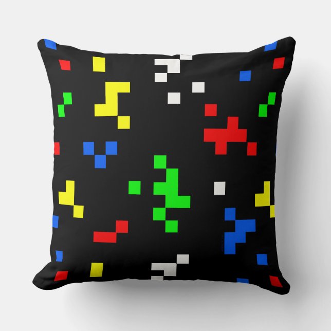 Retro 8 Bit Video Game Graphics Pattern Cushion (Front)