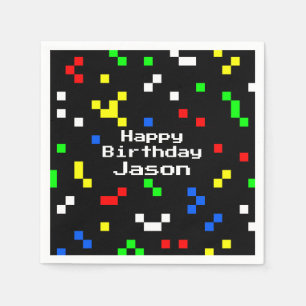 Retro 8 Bit Video Game Graphics Pattern Napkin