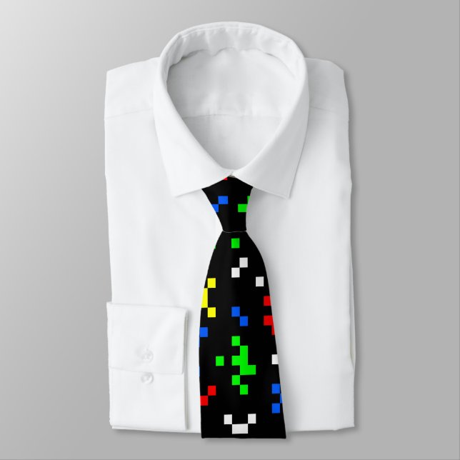 Retro 8 Bit Video Game Graphics Pattern Tie (Tied)