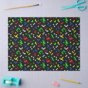 Retro 8 Bit Video Game Graphics Pattern Tissue Paper