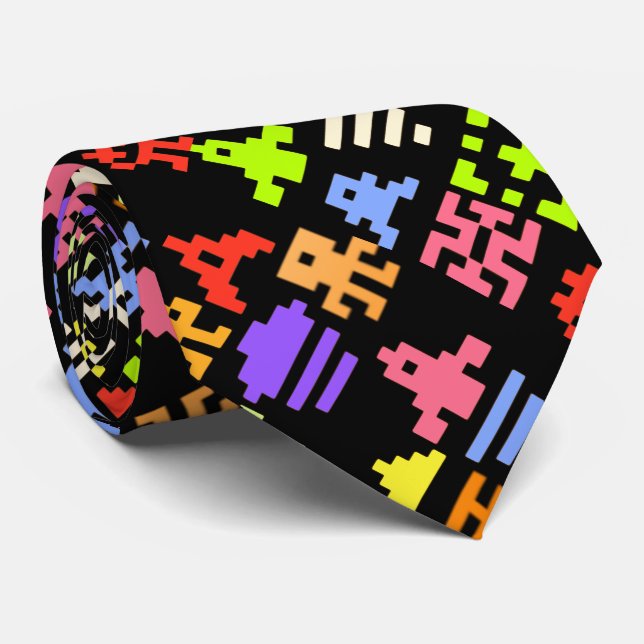 Retro 8bit Pixel Arcade Gamer Tie (Rolled)