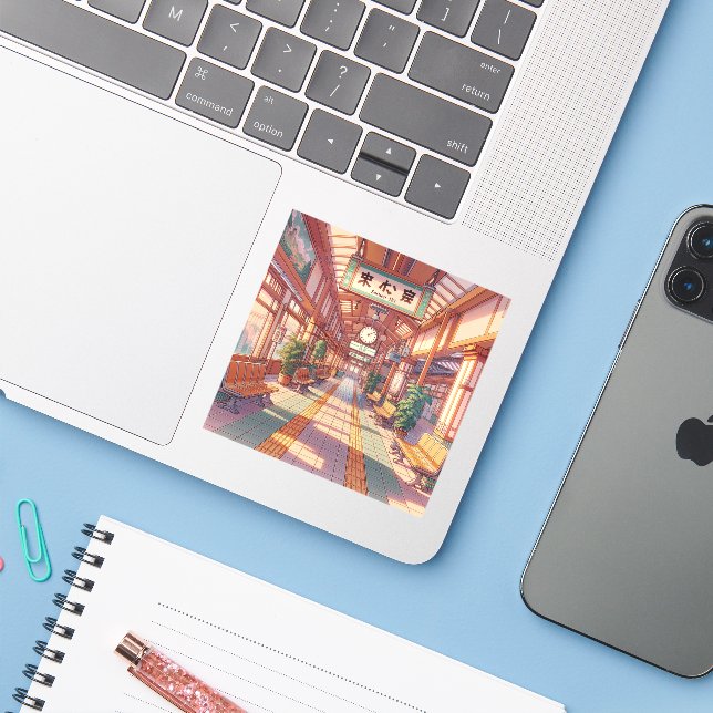 Retro 90s Anime Japan Train Station (Laptop w/ iPhone)