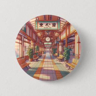 Retro 90s Anime Japan Train Station 6 Cm Round Badge