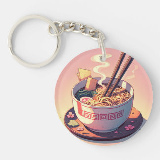 Retro 90s Anime Ramen Noodle Aesthetic Art Key Ring