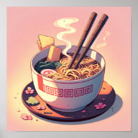 Retro 90s Anime Ramen Noodle Aesthetic Art