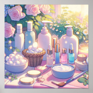 Retro 90s Anime Skin Care Aesthetic Art Poster