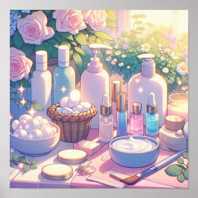 Retro 90s Anime Skin Care Aesthetic Art Poster (Front)