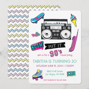Retro 90's Birthday Party Invitation