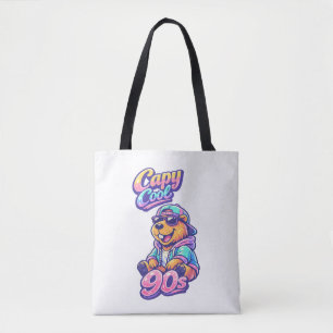 Retro 90s Capy Cool Capybara Tote Bag