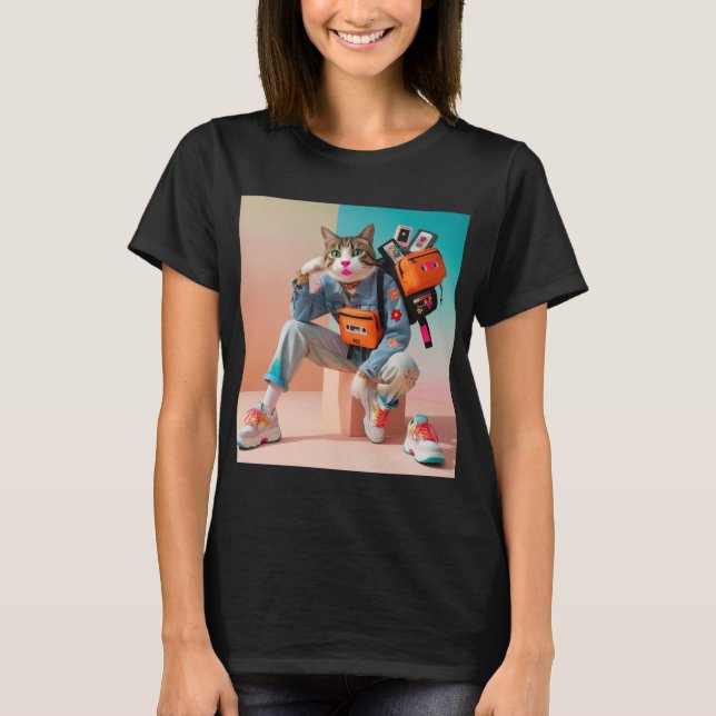 Retro 90s Cat Vibe T-Shirt (Front)