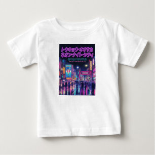 Retro 90s City Pop Night: Neon Tokyo & Osaka Rain  Baby T-Shirt