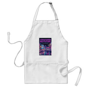 Retro 90s City Pop Night: Neon Tokyo & Osaka Rain Standard Apron