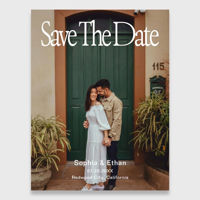 Retro 90s Full Photo Wedding Save The Date Announcement Postcard (Creator Uploaded)