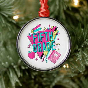 Retro 90s Grade Teacher Back to School Metal Tree Decoration