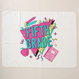 Retro 90s Grade Teacher Back to School Sherpa Blanket