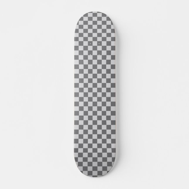 Retro 90s Grey Chequered Pattern Chequerboard Skateboard (Front)