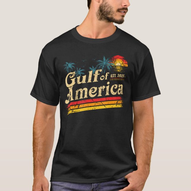 Retro 90'S Gulf Of Us America 2025 Us Flag Summer  T-Shirt (Front)