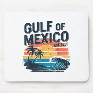 Retro 90s Gulf Of Usa America Est 2025 Sunset Beac Mouse Mat