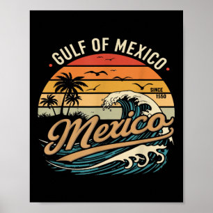 Retro 90s Gulf Of Usa America Est 2025 Sunset Beac Poster