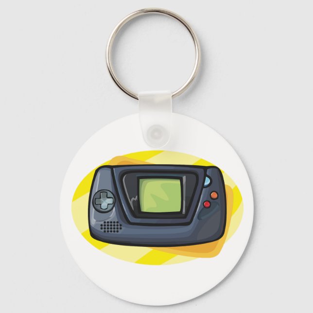 Retro 90s Handheld Game Console Gamer Key Ring (Front)