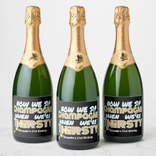 Retro 90's Hip Hop Urban Sparkling Wine Label