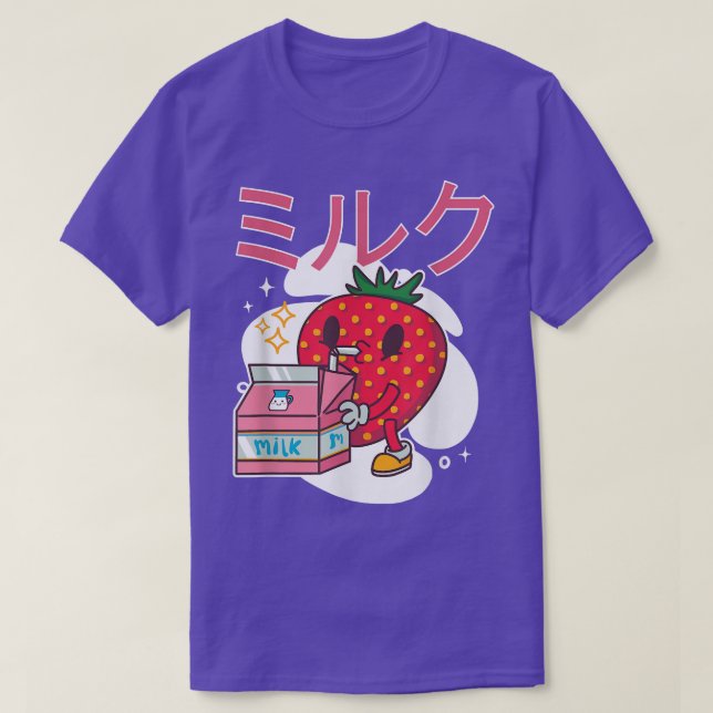 Retro 90's Japanese Kawaii Strawberry Milk Milksha T-Shirt (Design Front)