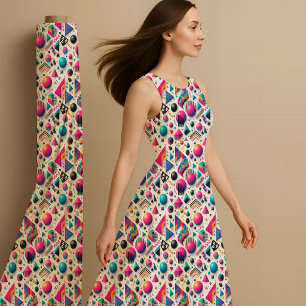 Retro 90s Memphis Geometric Neon Bold Fabric Print