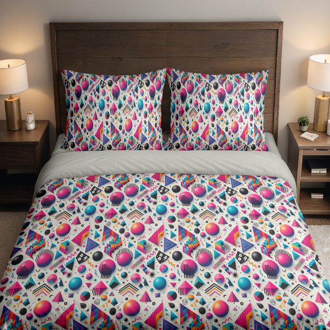 Retro 90s Memphis Geometric Neon Bold Pillowcase (Retro 90s Memphis Geometric Neon Bold Pillowcase)