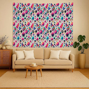 Retro 90s Memphis Geometric Neon Bold Wall Tapestr Tapestry