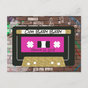 Retro 90's Mixtape  Hip Hop Baby Shower Invitation Postcard