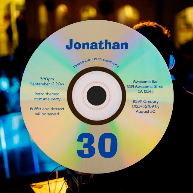 Retro 90s Music Themed 30th Birthday Party Faux CD Invitation (Creator Uploaded)